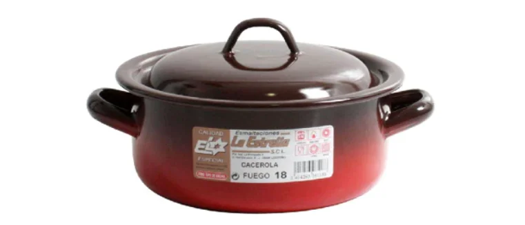 La Estrella Enameled Casserole With Lid 18 Cm 1.8l Fire Marron - AkiraHardware